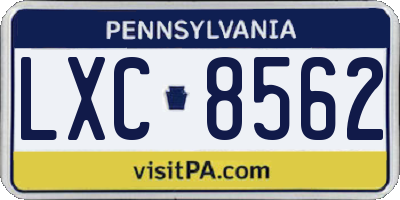 PA license plate LXC8562