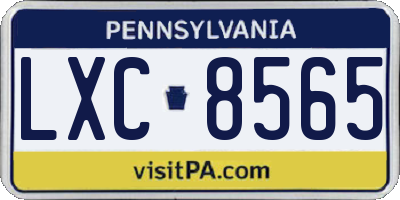 PA license plate LXC8565