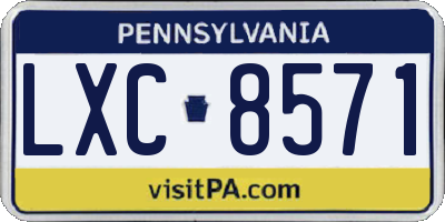 PA license plate LXC8571