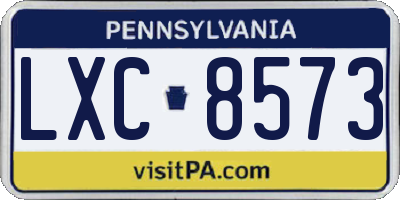 PA license plate LXC8573