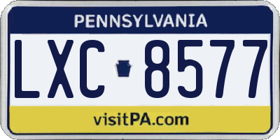 PA license plate LXC8577