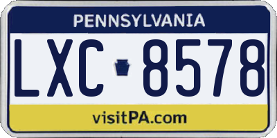 PA license plate LXC8578