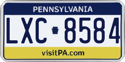 PA license plate LXC8584