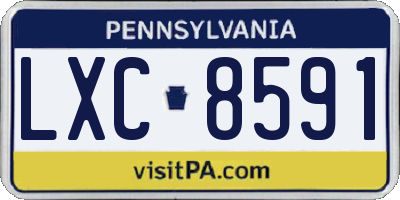 PA license plate LXC8591