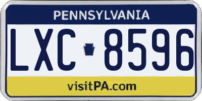 PA license plate LXC8596