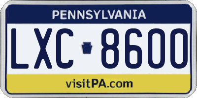 PA license plate LXC8600
