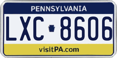 PA license plate LXC8606