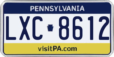PA license plate LXC8612