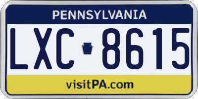 PA license plate LXC8615
