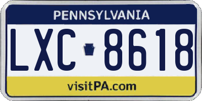 PA license plate LXC8618