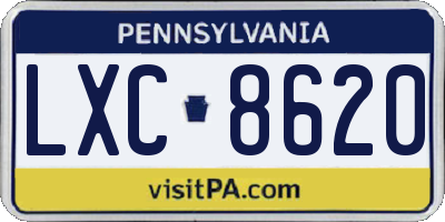 PA license plate LXC8620