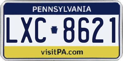 PA license plate LXC8621