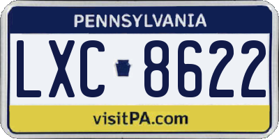 PA license plate LXC8622