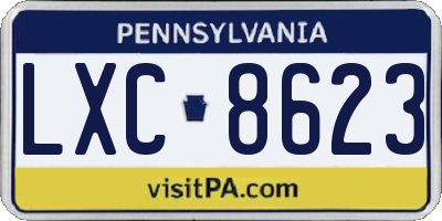 PA license plate LXC8623