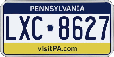 PA license plate LXC8627