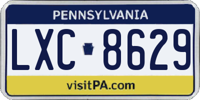 PA license plate LXC8629