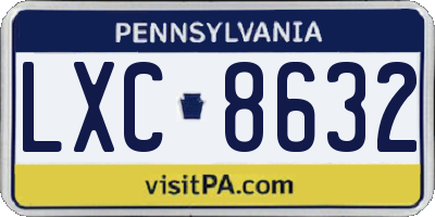 PA license plate LXC8632