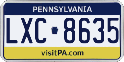 PA license plate LXC8635