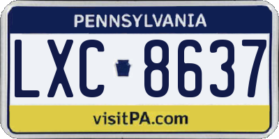 PA license plate LXC8637