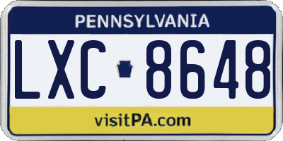 PA license plate LXC8648