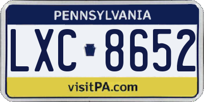 PA license plate LXC8652