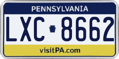 PA license plate LXC8662