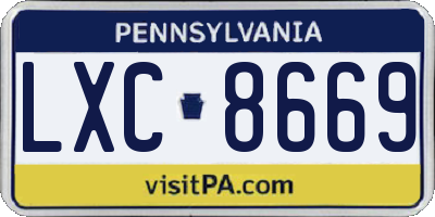 PA license plate LXC8669