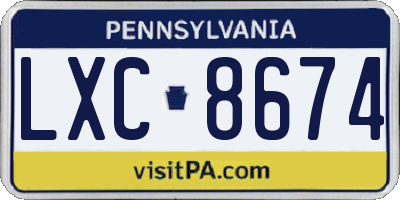 PA license plate LXC8674