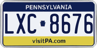 PA license plate LXC8676