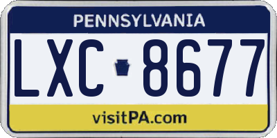 PA license plate LXC8677