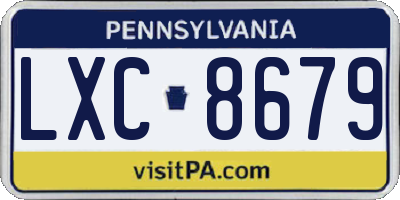 PA license plate LXC8679