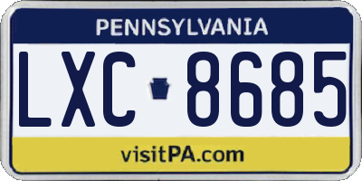 PA license plate LXC8685