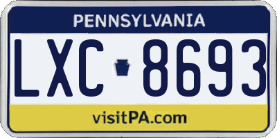PA license plate LXC8693