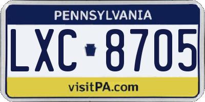 PA license plate LXC8705