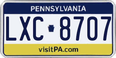 PA license plate LXC8707