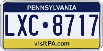 PA license plate LXC8717