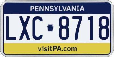 PA license plate LXC8718