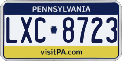 PA license plate LXC8723