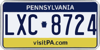PA license plate LXC8724