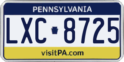 PA license plate LXC8725