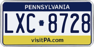PA license plate LXC8728