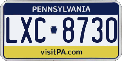 PA license plate LXC8730