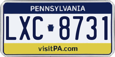 PA license plate LXC8731