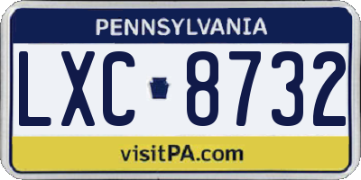 PA license plate LXC8732