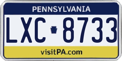 PA license plate LXC8733