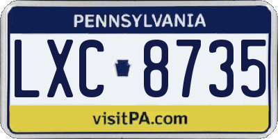 PA license plate LXC8735