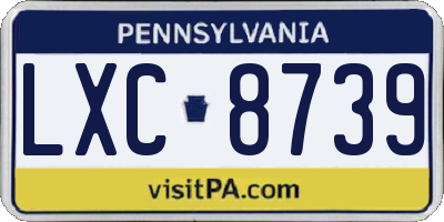 PA license plate LXC8739