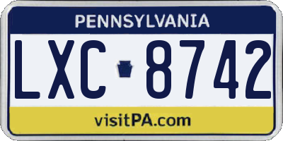 PA license plate LXC8742