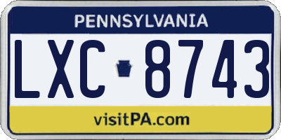 PA license plate LXC8743