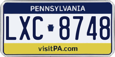PA license plate LXC8748